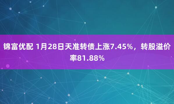 锦富优配 1月28日天准转债上涨7.45%，转股溢价率81.88%